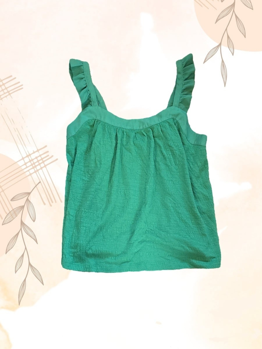 Green Ruffle Strap Women's Tank Top